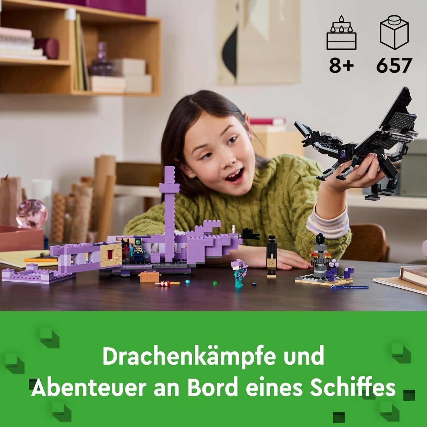 LEGO Minecraft De Einddraak en het Eindschip Actiespeelgoed en ontdekkingsset Videogamebouwset Avontuurset Cadeau voor jongens en meisjes, 8 jaar oud 21264 Bouwsets Beuche in LEGO-Store