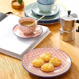 Vancasso Macaron porseleinen koffieset, 12-delig kleurrijk koffieservies voor 4-12 personen, kopjesset, inclusief koffiekopjes, schotels en dessertborden