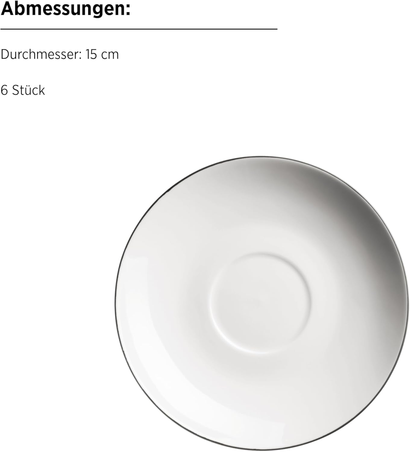 MÄSER Felise serie, elegant koffieservies voor 6 personen, tijdloos, zwarte rand, porselein, wit