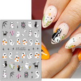 JMEOWIO Nagelsticker Halloween Süßer Geist 9 Blatt Nail Art Sticker Selbstklebend Nagelaufkleber Decoratie Nageldesign Zubehör