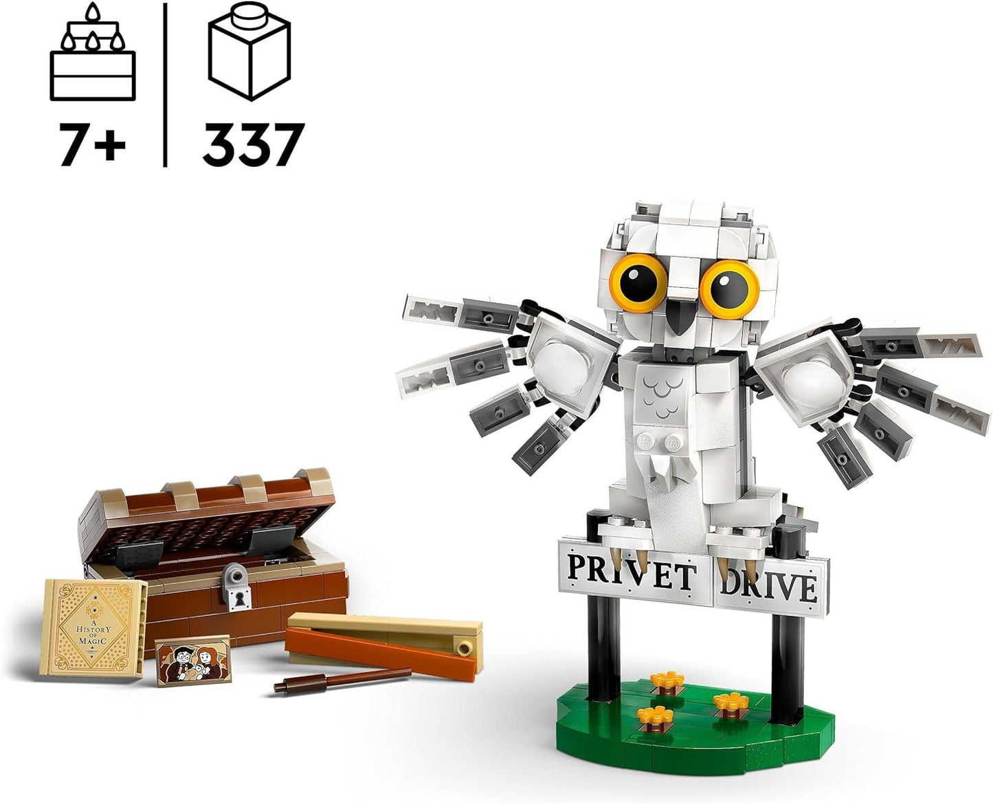 LEGO Harry Potter Hedwig in Privet Drive 4 Kinderspeelgoed-uilset, bouwbare dierenfiguur met Zweinstein-koffer, klein cadeautje voor jongens, meisjes en alle fans vanaf 7 jaar 76425 Bouwsets Besuche den LEGO-Store