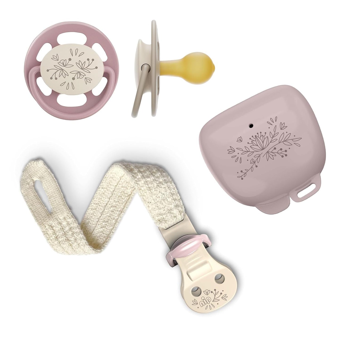 nip - Kersengroen | 0-6 maanden | Pak van 4 | Babyfopspeen, geschikt voor borstvoeding en tandjes krijgen. Duurzame speen, gemaakt van natuurlijke grondstoffen, lichtgroen/bruin