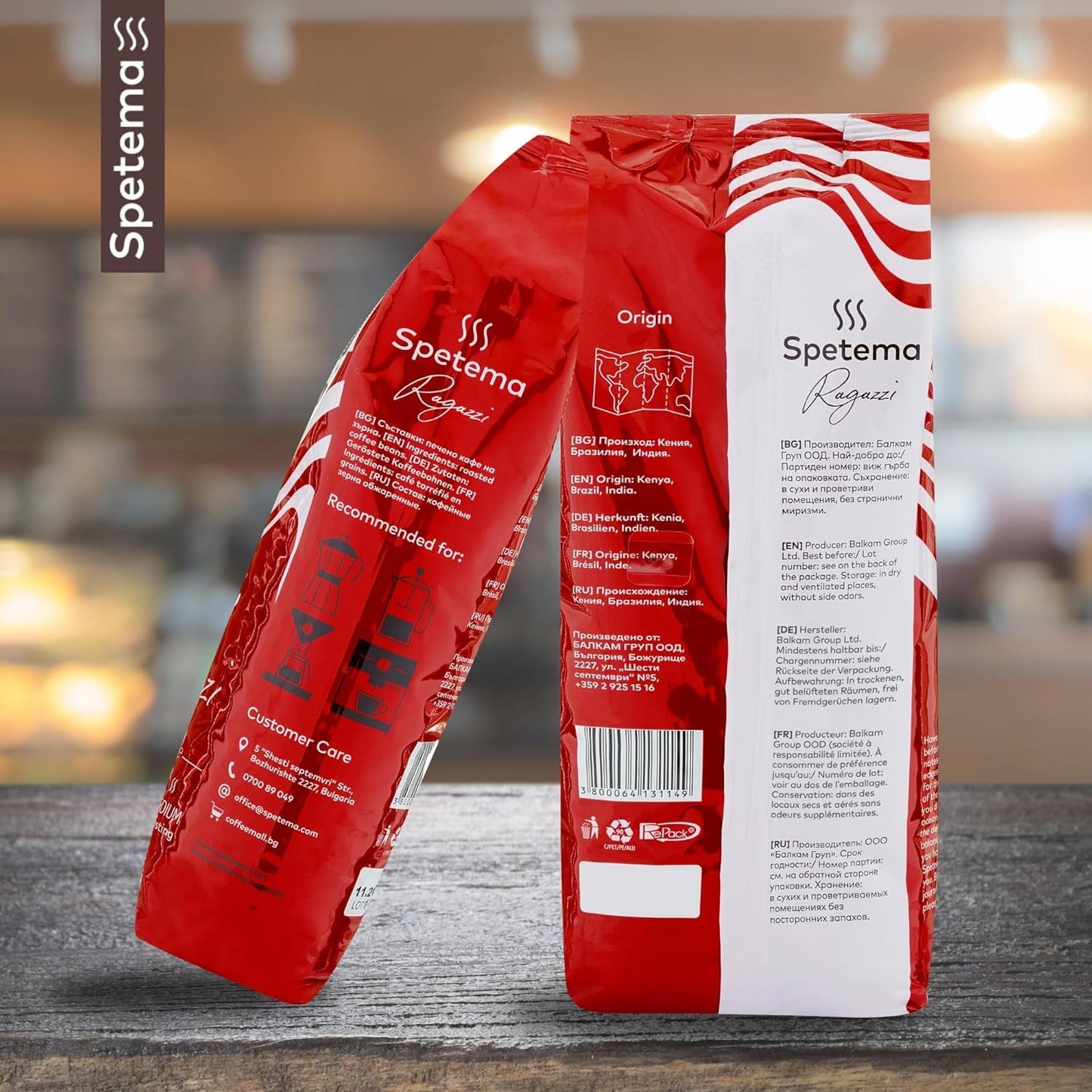 Spetema Kaffeebohnen Ragazzi Espressoreep - 50% Arabica & 50% Robusta, Intensität 8/10, Mittlere Röstung, Zartes Aroma & Dichtes Geschmackserlebnis, 1 kg.