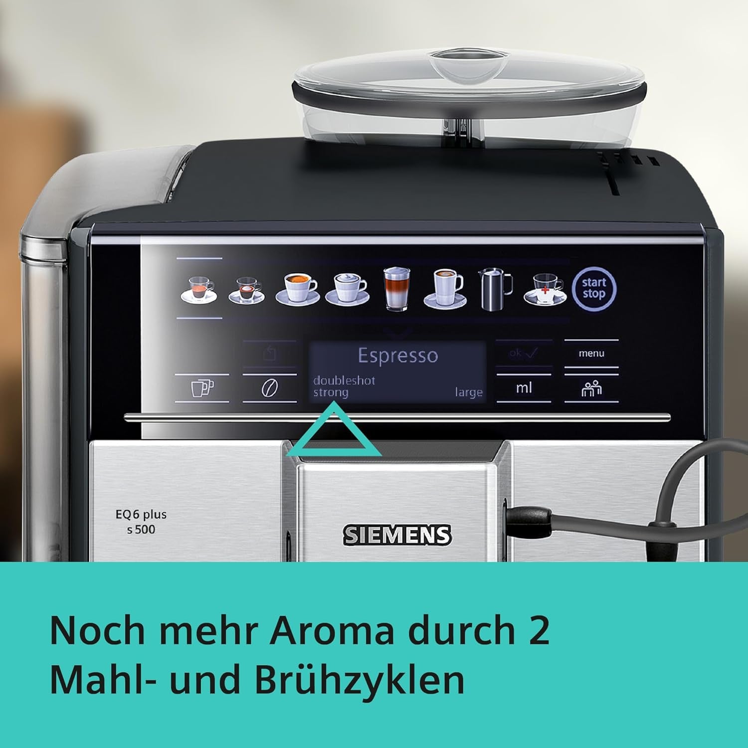 Siemens EQ.6 plus s300 automatische espressomachine TE653501DE, voor vele koffiespecialiteiten, melkopschuimer, keramische molen, dubbele koffiefunctie, antikalk, automatische stoomreiniging, 1500 W, zilver