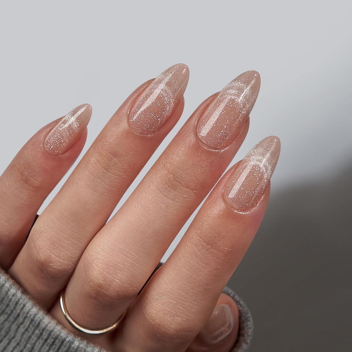 Btartbox Korte vierkante kunstnagels Baby Boomer lijm op witte gradiënt roze kunstnagels Korte kunstnagels met nagellijm 30 stuks vierkante kunstnagels