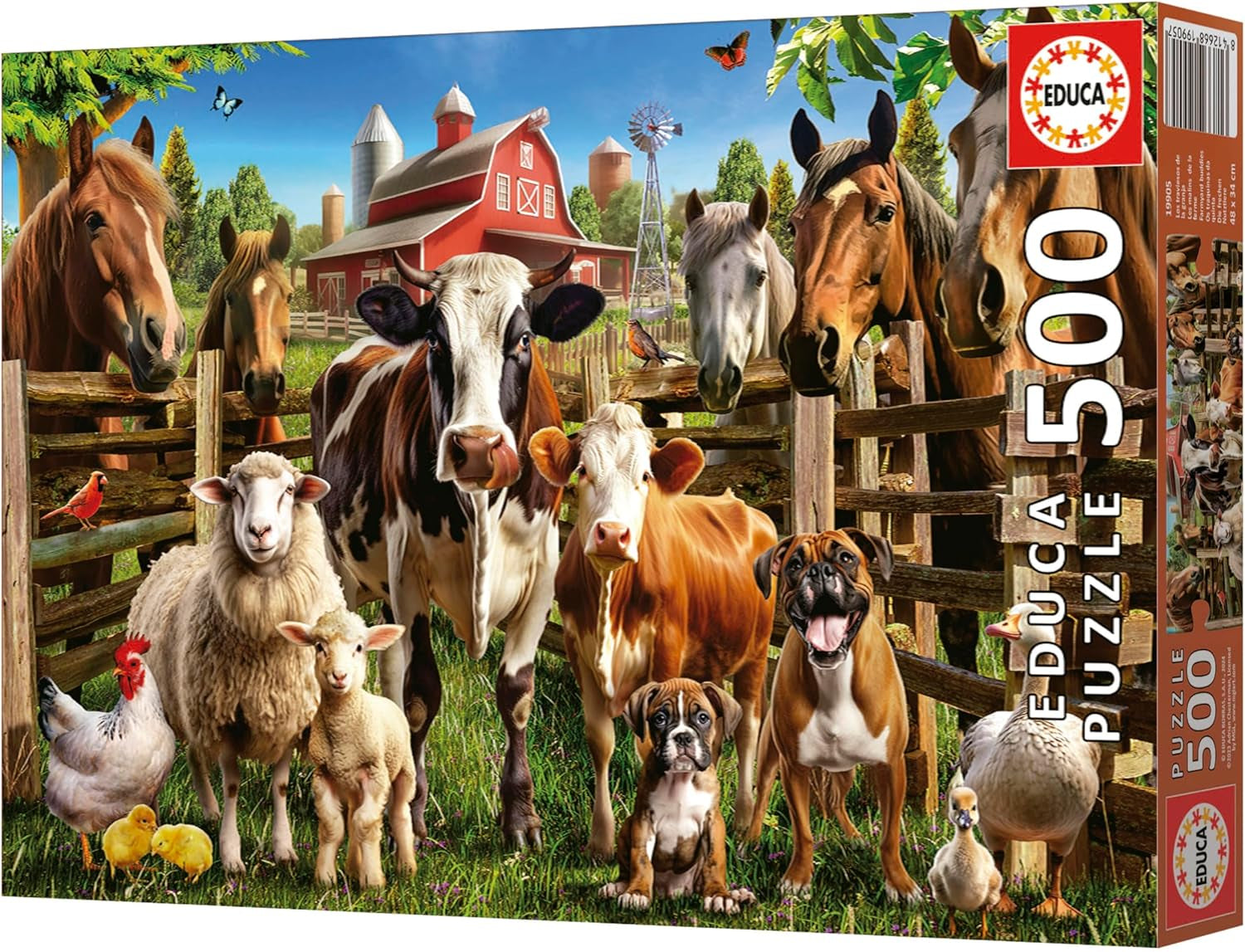 Educa - Puzzel van 500 stukjes voor volwassenen | Stoute boerderijdieren. Afmetingen: 48 X 34 cm. Inclusief Fixpuzzel puzzellijm. 11 jaar lang (19905) Puzzle Naty Shop