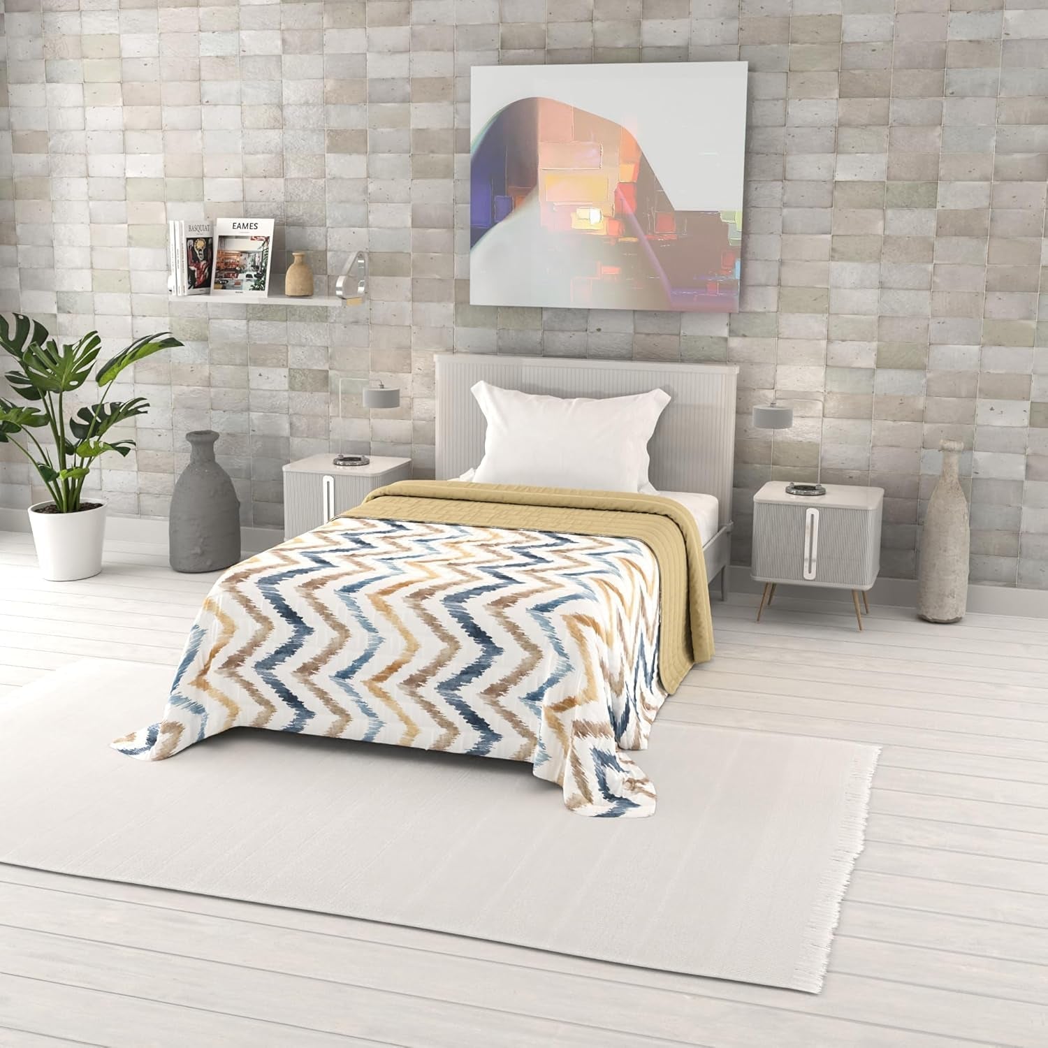 Zomerdekbed met fantasieprint, polyester vulling, bloemblaadjes, 260 x 270 cm