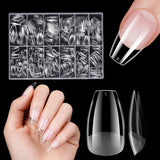 Korte kunstnagels 500 stuks zachte gel volledige dekking nageltips voor gelnagels 12 maten Voorgepolijste nageltips voor gelnagels Korte kunstnagels Doodskistnagelverlengingen met doos
