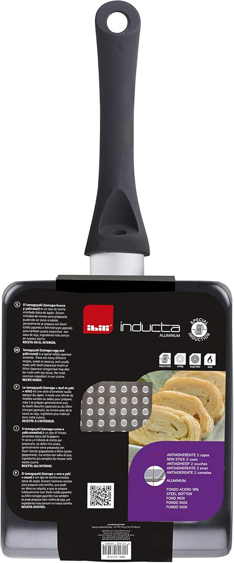 Tamagoyaki pan Inducta, aluminium, zwart, 15X18 Cm Potten en pannen Naty Shop