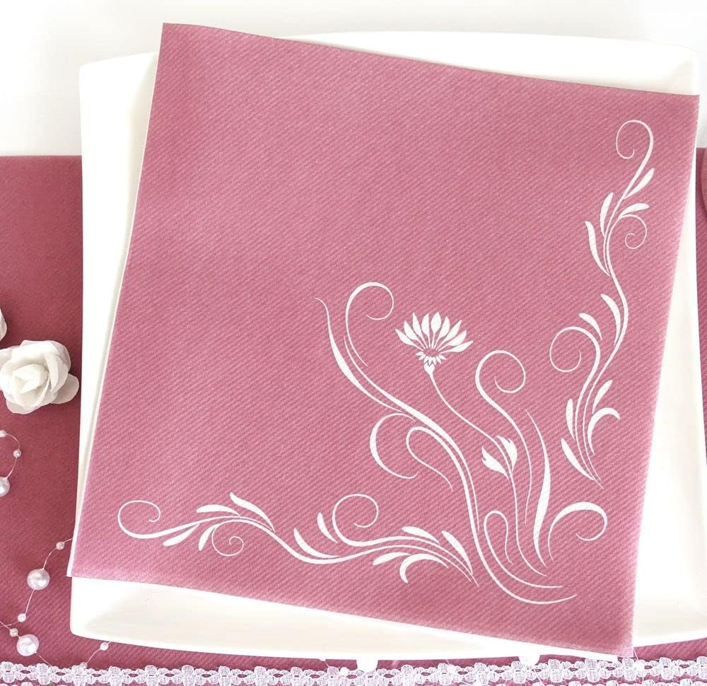 Appartina Elegantia 40X40 Cm Stofachtige Airlaid Servetten, Hoge Kwaliteit Bruiloft Servet, Stofachtige Bruiloft Servetten Wegwerp Servetten voor Verschillende Gelegenheden (Oud Roze)
