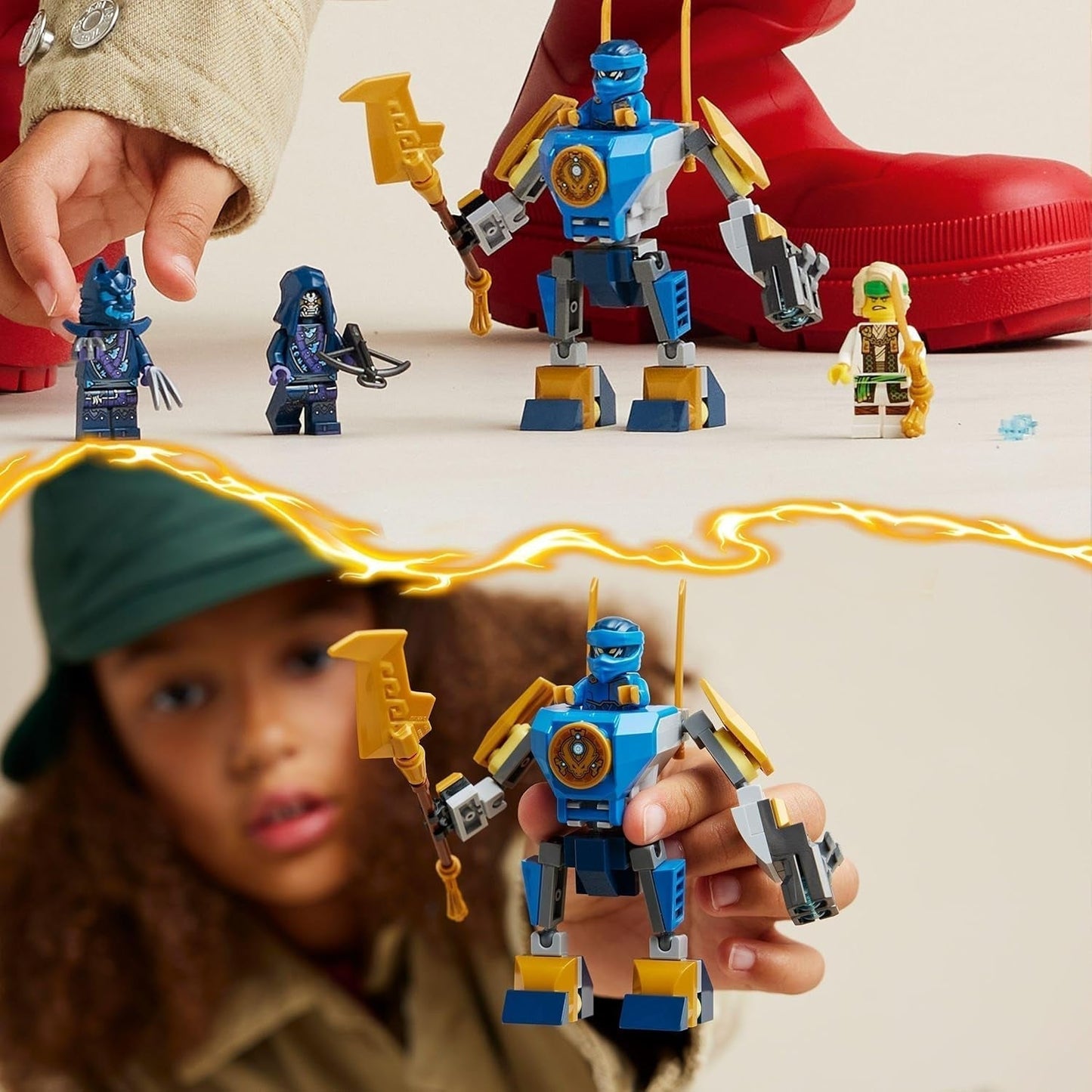 LEGO NINJAGO Jay Battle Mecha, ninjaspeelgoed voor kinderen met figuren, waaronder Jay minifiguur met mini-katana, actiefiguren en mecha, klein cadeautje voor creatieve jongens en meisjes vanaf 6 jaar 71805 Bouwsets Besuche den LEGO-Store