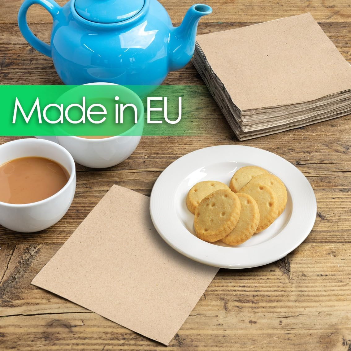 Tafelsoort | 100 stuks bulkverpakking Zacht gerecycled papier Servetten Bruin Wegwerpfeestservetten Geschikt voor dagelijks gebruik Milieuvriendelijk Kraft Ongebleekt Composteerbaar Gemaakt in de EU 2-laags 33 cm