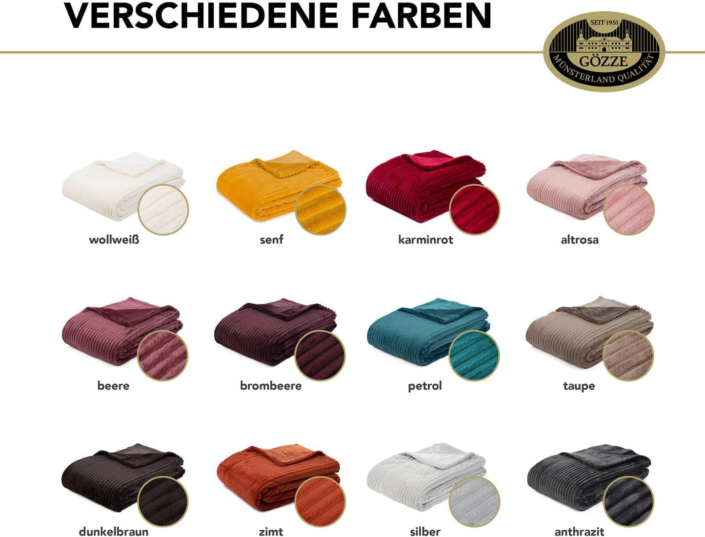Gözze - Comfortabele en zachte deken in corduroy-look, 1620G/stuk, 150 X 200 Cm - kaneel Bedden en dekens Besuche den Gözze-Store