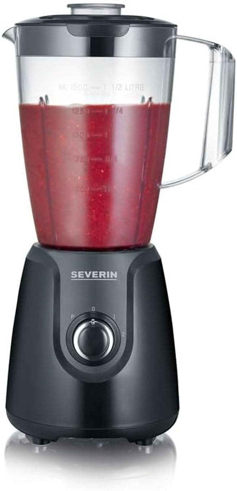 SEVERIN Standmixer Mit 1,5 L Mixbehälter Aus Tritan, Mixer Mit 2 Stufen en Pulse-Funktion, Leistungsstarker Küchenmixer Mit Edelstahlmesser, 600 W, Schwarz, SM 3707 Keuken Naty Shop