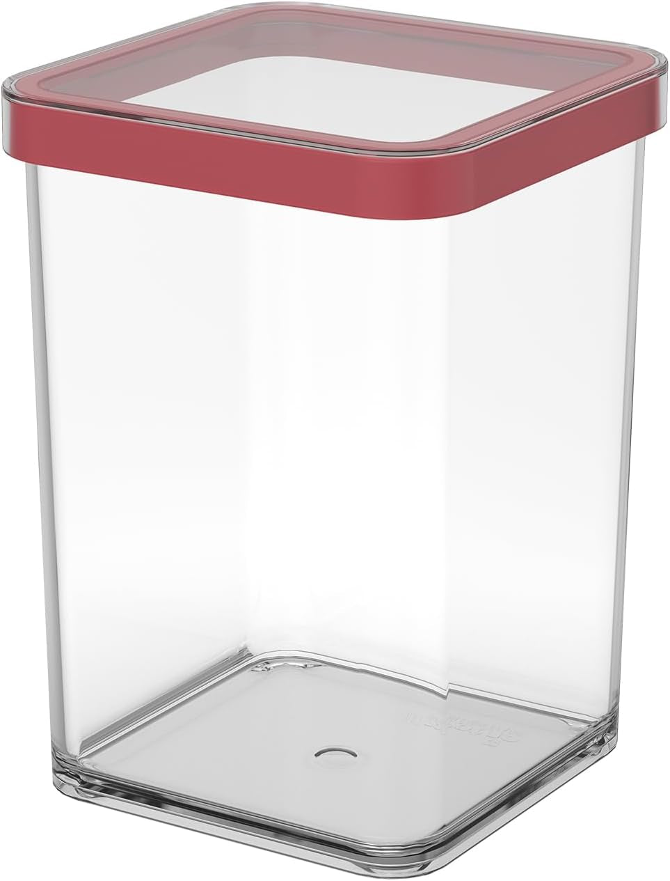 Rotho Loft set van 5 voorraadpotten met deksel, verschillende maten, BPA-vrij voedselplastic (PP), transparant/rood, (21,4 x 21,4 x 23,5 cm) voedselbewaardozen Naty Shop 1 L vierkant