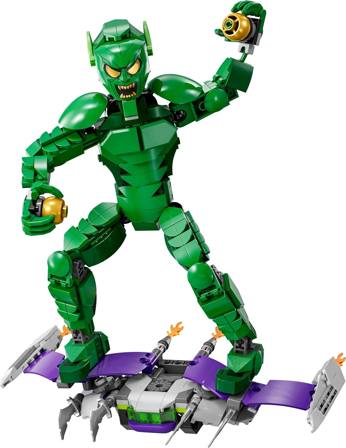 LEGO Marvel Green Goblin bouwfiguur, beweegbaar superschurk bouwspeelgoed voor kinderen vanaf 8 jaar, jongens en meisjes, Spider-Man universumset met sliders en pompoenbommen, superheld cadeau-idee 76284 Bouwsets Besuche in LEGO-Store