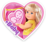 Simba 105733673 - Steffi Love Happy Family, zwangere pop, Kevin, Evi en baby met kinderwagen, 11 stuks, accessoires, 30 cm, vanaf 3 jaar