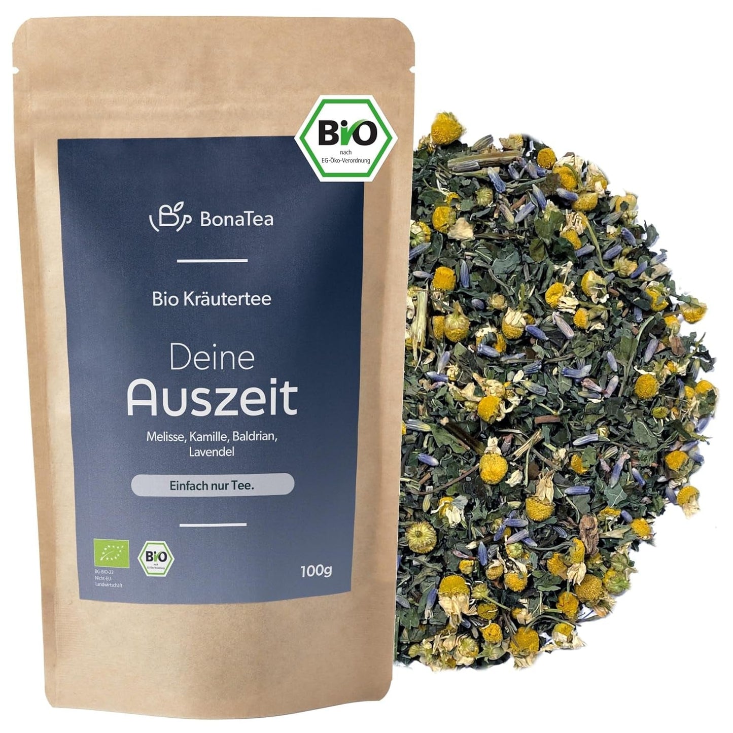Avondthee BIO 100 g - Uw pauze met valeriaan, lavendel, citroenmelisse, kamille, mengsel van kruidenthee voor avondontspanning