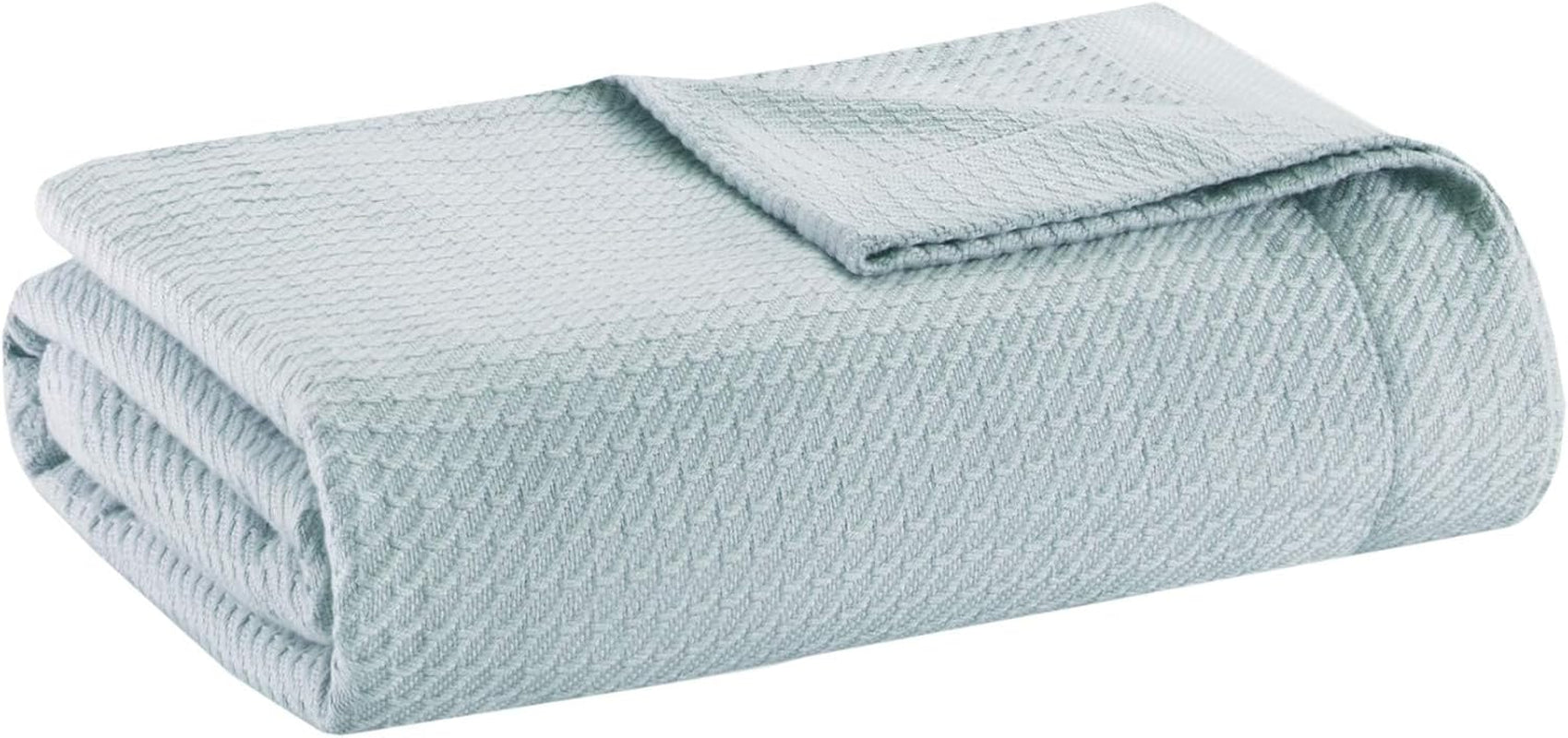Madison Park 100% Egyptisch katoen, ademend dekbeddeken, premium gebreide luxe seizoenslichtgewicht hoes voor slaapbank en bank, vol/queensize bed Rose Naty Shop dekbedden en dekbedden lichtblauw vol/koningin