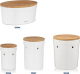 Kela broodtrommel met ventilatiegaten, keramische broodtrommel, SALENA, broodtrommel, wit, 36,5 x 23,5 x 14 cm Voedselbewaardozen Naty Shop