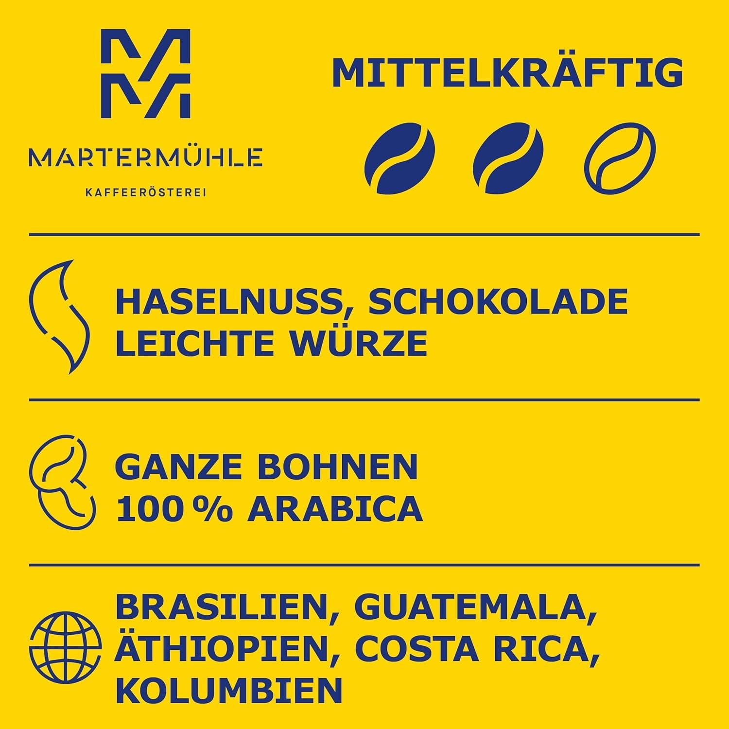Martermühle Aßlinger Mischung Kaffeebohnen 1kg I Arabica I Smaken: Haselnuss, Leichte Würze, Schokolade I Ganze Kaffee-Bohnen schonend geröstet, säurearm