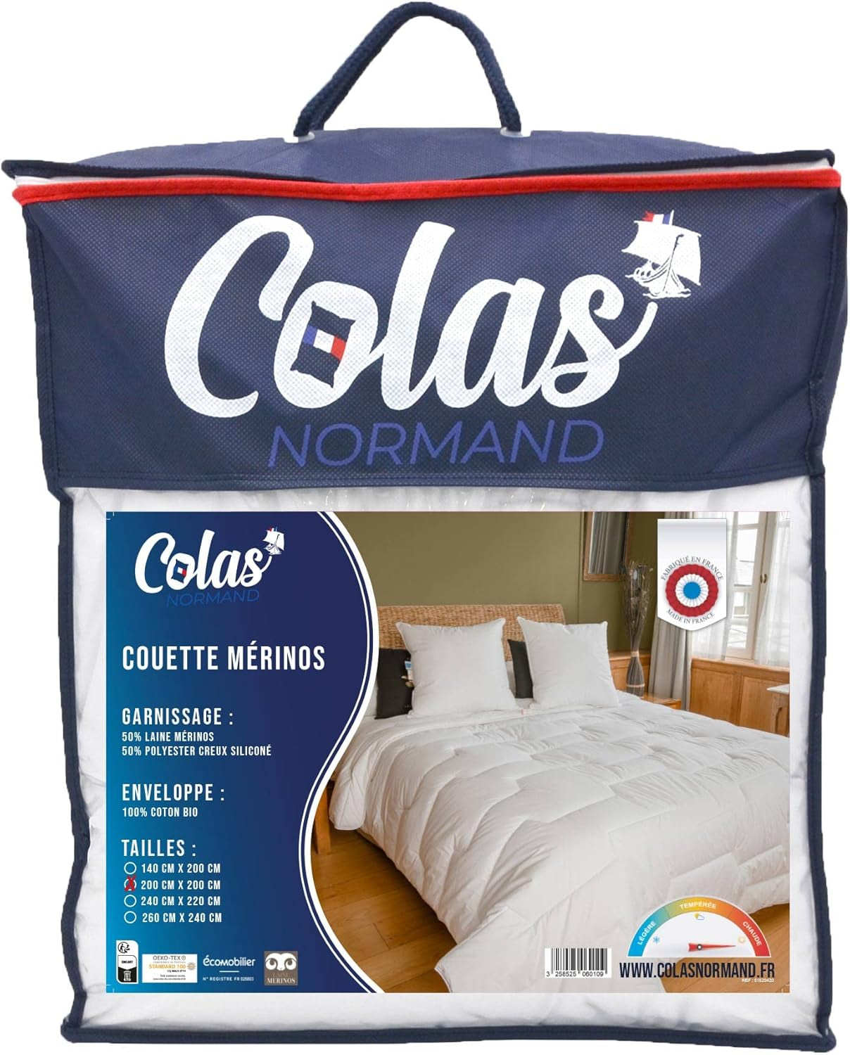 COLAS NORMAND Dekbed, 200 X 200 Cm, biologisch katoen en merinowol, warm, machinewasbaar op 30 °C Dekbedden en dekbedden Naty Shop Standaard titel