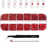 Beadsland 2500 stuks glas Nailart Strasssteine ​​Kristall Flatback Edelsteine ​​Runde, voor handwerk Gemischt 8 Größen SS4 ~ SS30 Mit Picking Pinzette en Stift (Kristall Weiss)