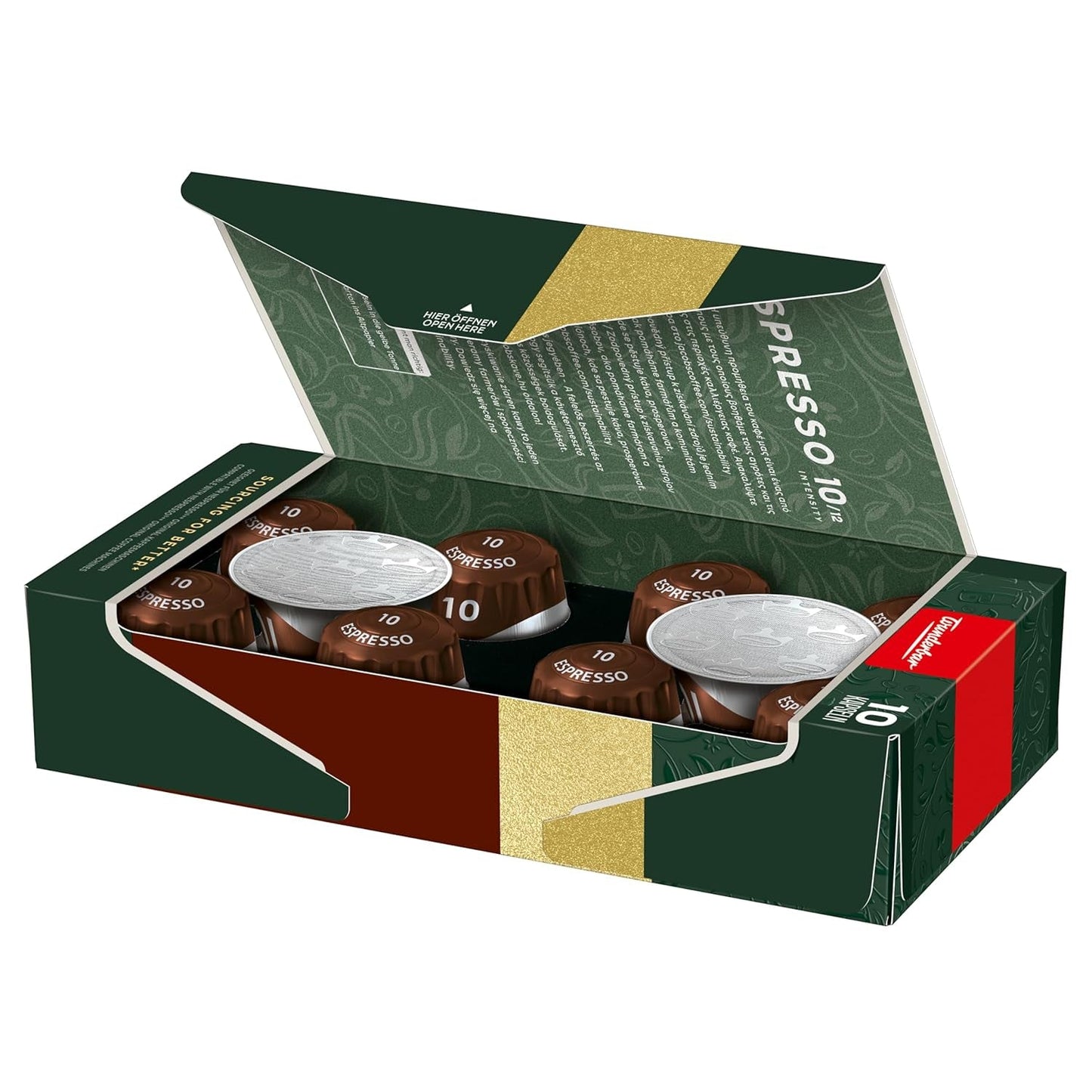 Jacobs Kaffeekapseln Espresso Intenso, Intensität 10/12, 10 x 10 Getränke, Nespresso* compatibel Kaffee Kapseln, 100 Kapseln