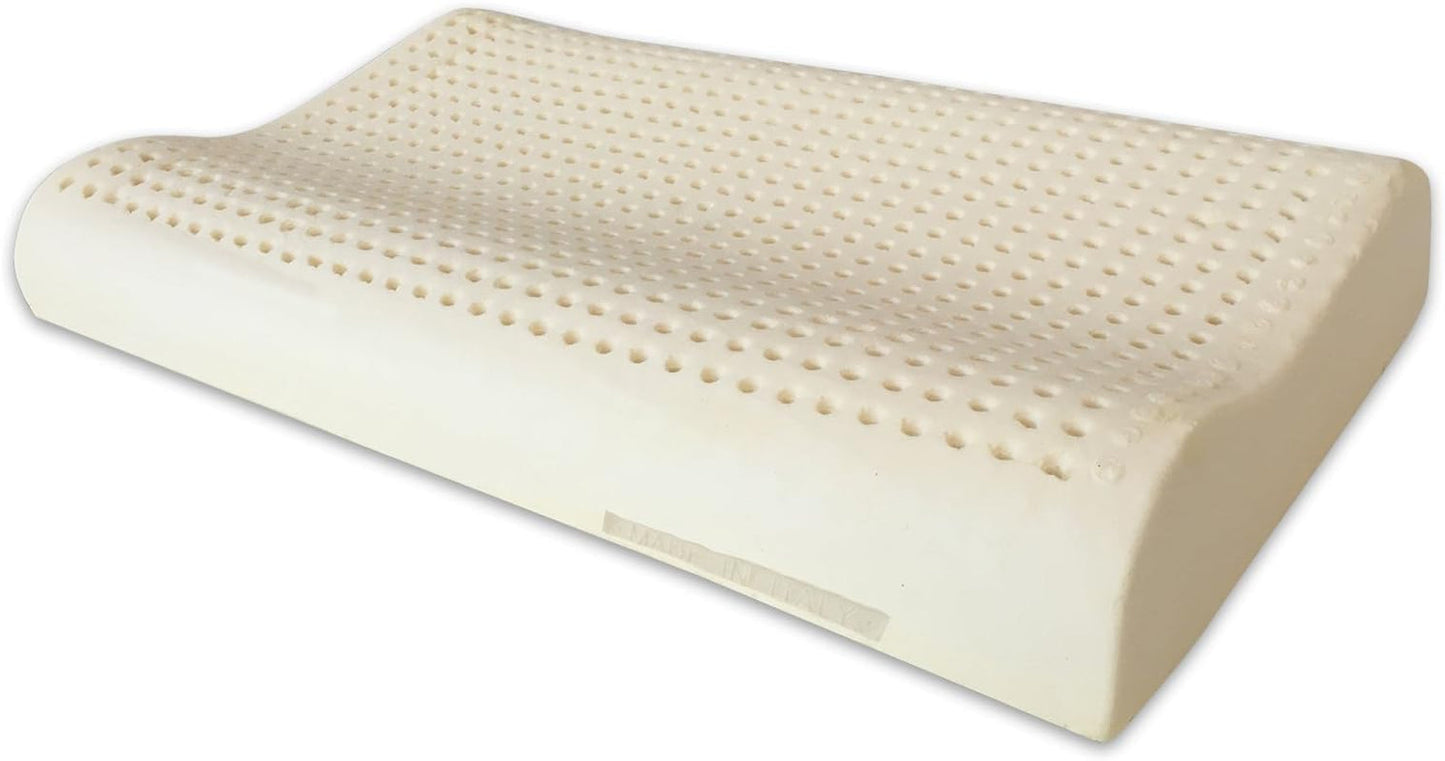 Kussen van natuurlijk latex Dubbelgolfmodel - Geperforeerd latexkussen Ultra ademend Natuurlijk en gezond herstel - Hoogste comfort Ergonomisch Antibacterieel - 100% gemaakt in Italië Naty Shop Standaardkussens Standaardtitel