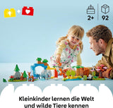 LEGO DUPLO Stad wilde dierenfamilies 3-in-1 set, educatief speelgoed voor peuters met schildpadden, tijgers, olifanten, herten, panda's, set voor kleuters vanaf 2 jaar, bouwspeelgoed met dierenfiguren 10446 Bouwsets Beuche den LEGO-Store