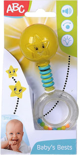Simba 104010060 - ABC oplichtende rammelaar, licht op bij schudden, 14cm, babyspeelgoed, babyrammelaar, eerste uitrusting, vanaf 3 maanden, geel Jucarii Bebe Naty Shop Standaard titel
