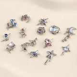 16 Stijl Luxus Mond Stern Nagel Charms 3D Nail Charms Y2K Legierung Strasssteine ​​Bogen Schmetterling Nagel Schmuck Metall Nail Art Charms Nägel Glitzersteine ​​​​Nailart Rhinestones Nageldesign Zubehör
