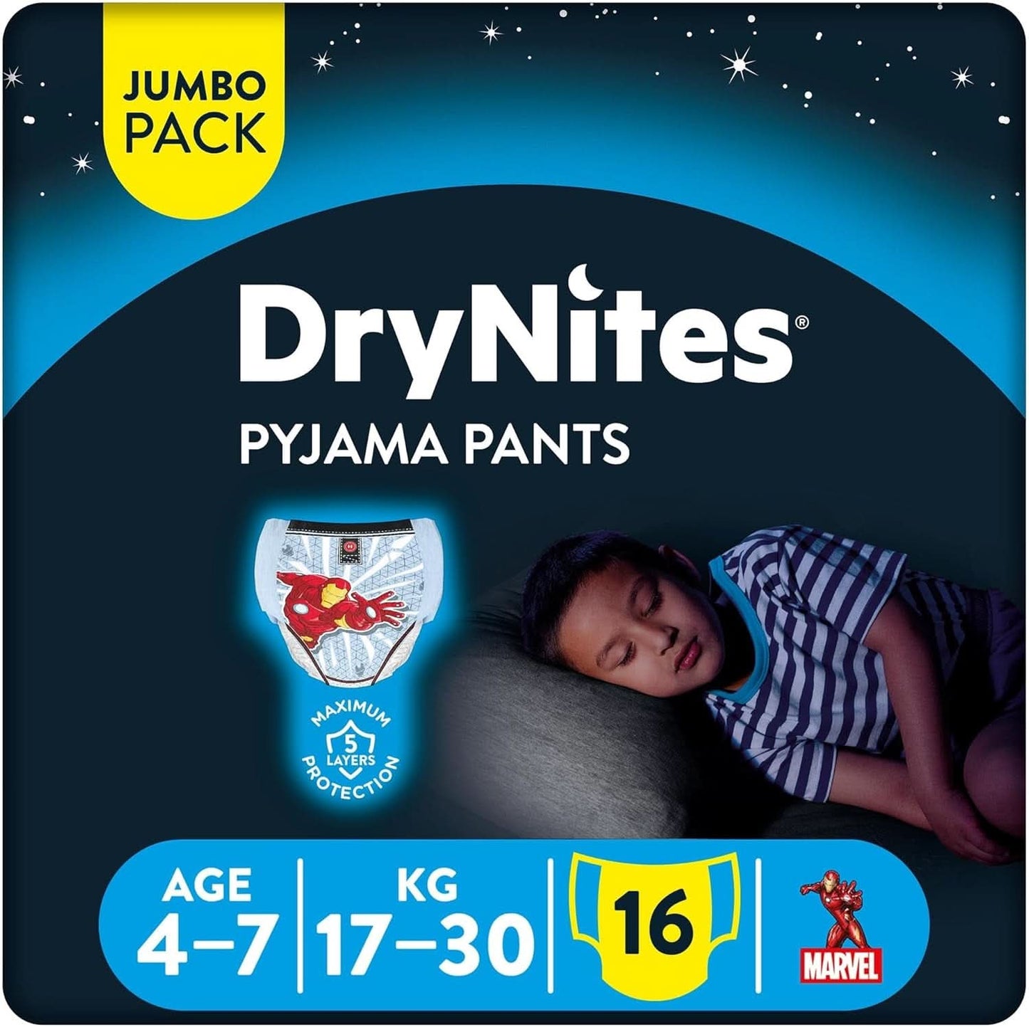 HUGGIES Drynites nachtluiers, voor jongens 4-7 jaar (17-30 kg), 30 stuks Naty Shop