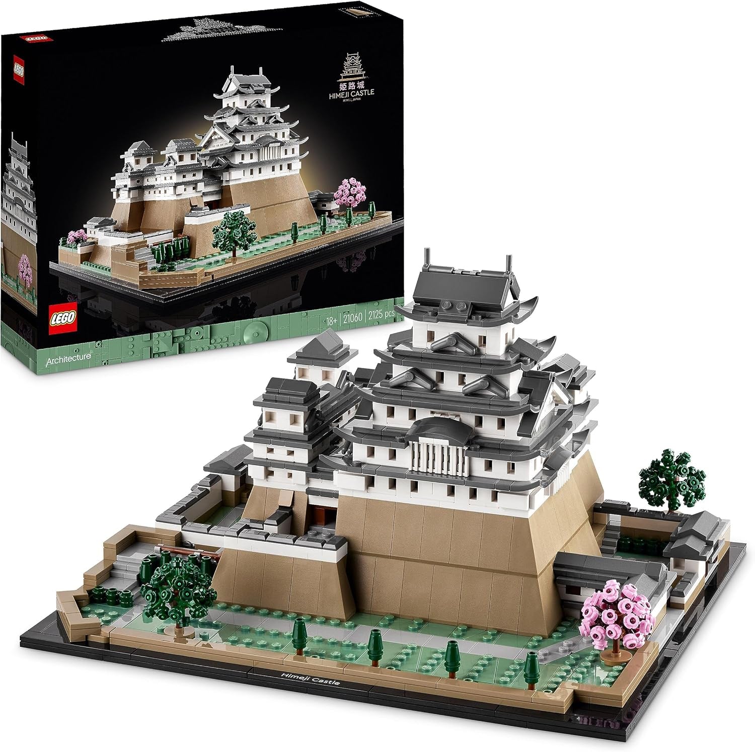 LEGO Architecture Modelbouwpakket kasteel van Himeji voor volwassenen Landmark-collectie Fanset voor creatief tuinieren en Japanse cultuur met kersenbloesemboom Cadeau voor hem en haar 21060 Bouwsets Besuche in LEGO-Store Single