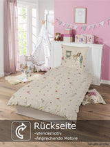 Skybrands Bettwäsche Prinzessin 135X200 [Mit Beutel] Einhorn Mädchen Bettwäsche Baumwolle 2 TLG. 1X Bettbezug 1X Kissenbezug Naty-winkel