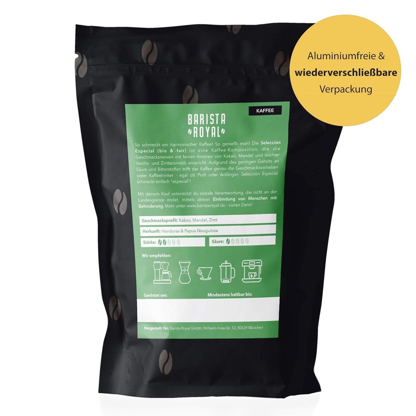 BARISTA ROYAL Bio Kaffeebohnen 1kg "Speciale Selectie" | Frische Kaffeebohnen direkt gehandelt | 70% Arabica, 30% Robusta Kaffee Ganze Bohnen | Ideaal voor volautomatische en filtermachines