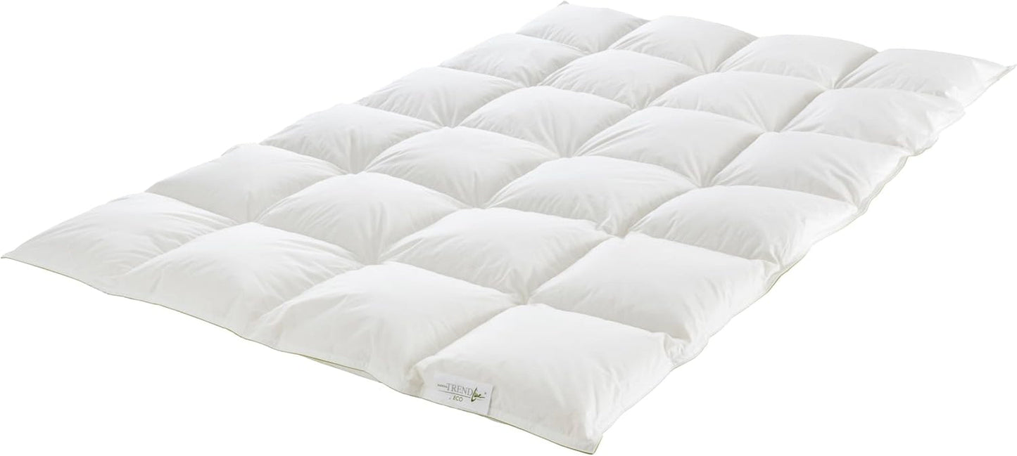 Badenia Trendline Eco warm dekbed met 90% dons en 10% veren klasse I, 135 X 200 cm, wit, Oeko-Tex gecertificeerd, geproduceerd volgens de Duitse kwaliteitsnorm Quilts en quilts Naty Shop