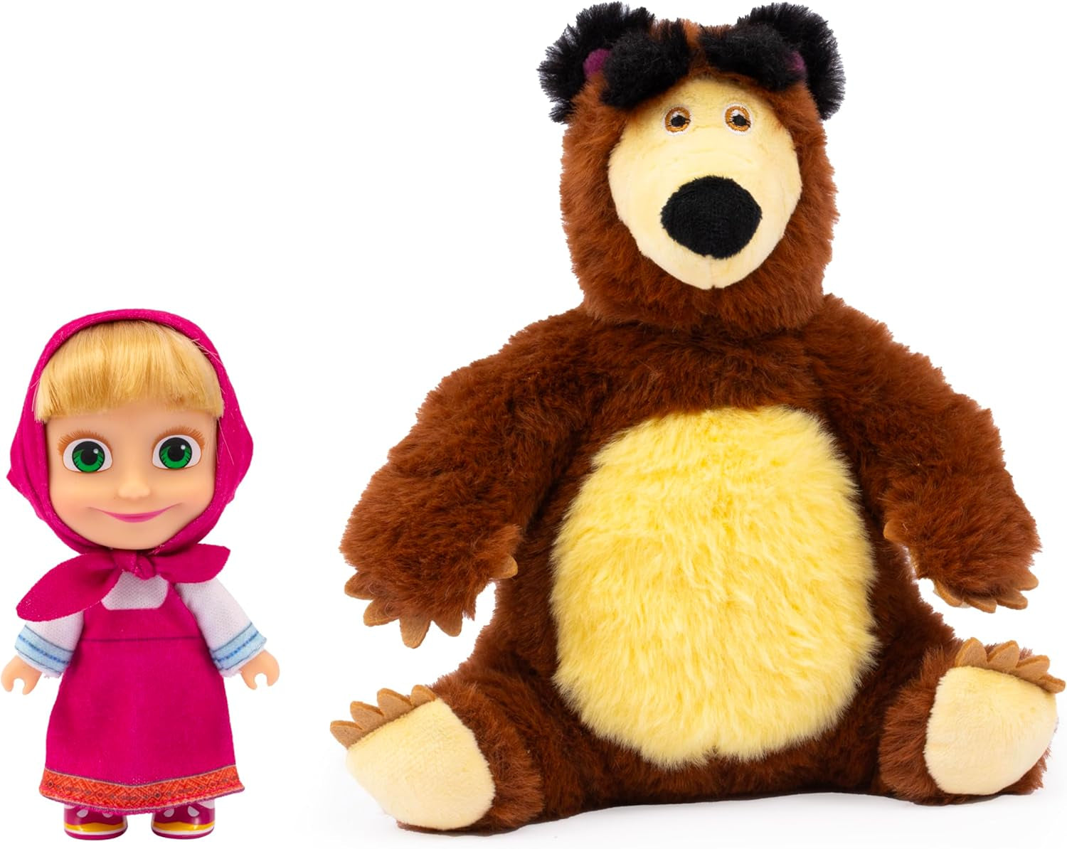 Masha en Michka Masha-pop van 12 cm en Bärka-knuffel van 20 cm voor kinderen vanaf 3 jaar MHA21