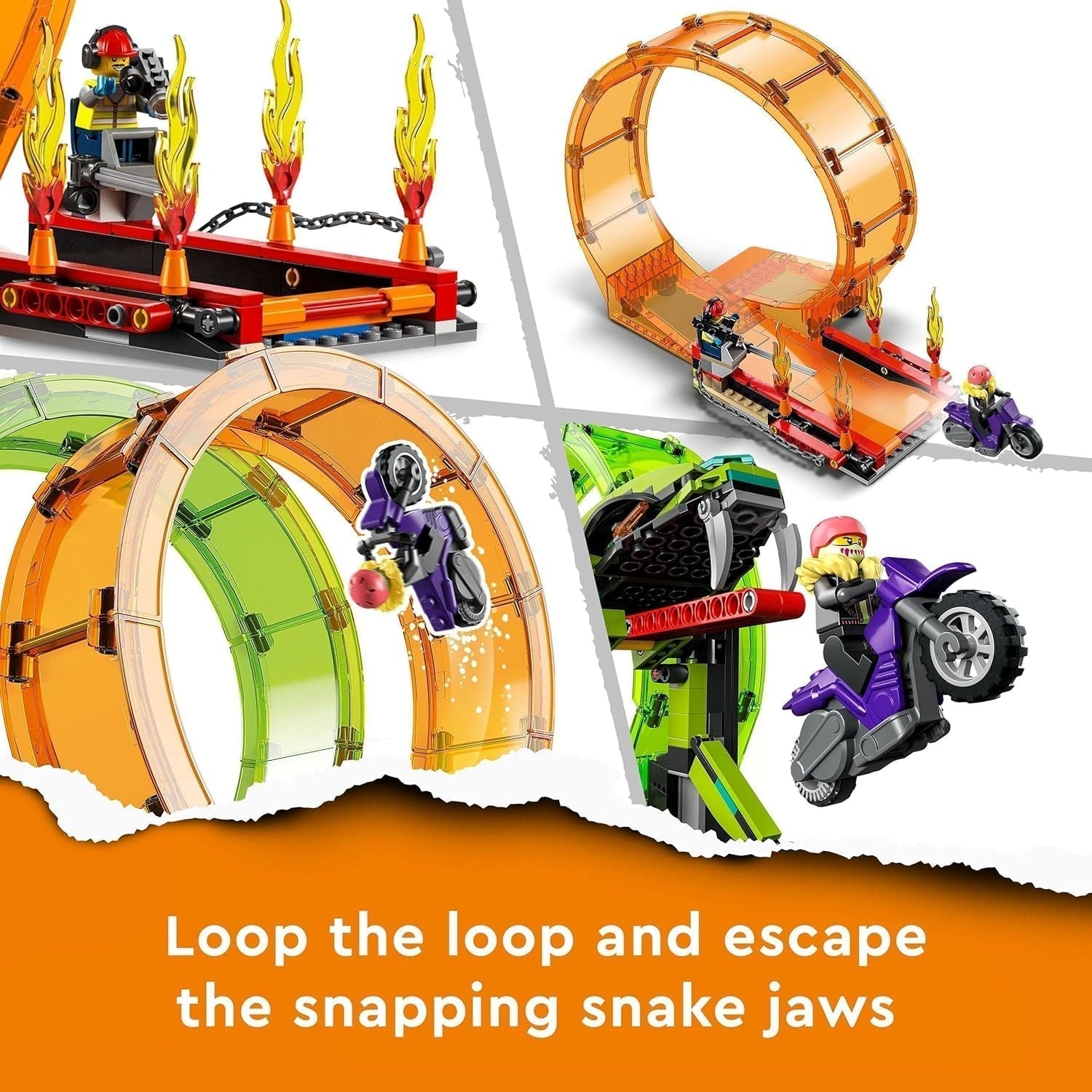 LEGO 60339 City Stuntz Stuntzshow dubbele loopingset, incl. oprit, monstertruck, 2X motorfiets en 7 minifiguren, speelgoed voor kinderen vanaf 7 jaar Bouwsets Besuche den LEGO-Store