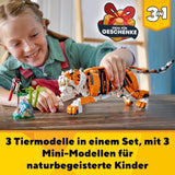 LEGO 31129 Creator Majestueuze Tijger, Panda of Vis 3-in-1 Dierenfigurenset Speelgoed voor kinderen, jongens en meisjes Dieren bouwen speelgoedbouwsets Bekijk de LEGO-Store