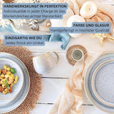 ZANGER | 12-delige Santorini Serviesset 4-persoons Bordenset ZEER GOED Beoordeeld Steengoed Serviesset Inclusief Dinerborden, Dessertborden en Suma Borden Crème Lila Blauw Gradiënt | DE PREMIUM COLLECTIE