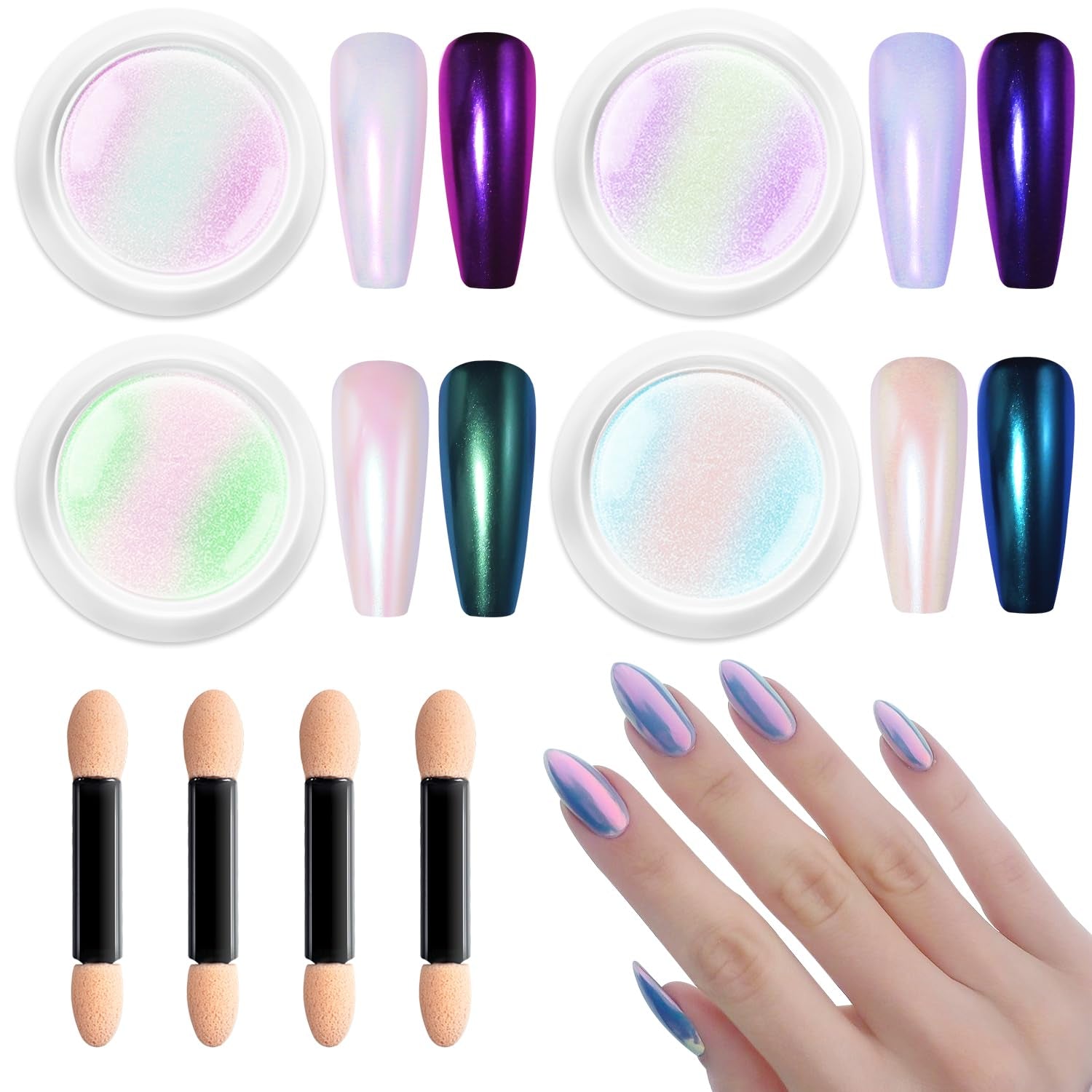 BISHENGYF Rose Gold Chrome Nail PowderNeue Upgrade Grosse Kapazitä Chrom PulverSuper-spiegeleffect Metall Mirror Chrome Powder – Neon Glassy Pearl Effect Glitter Nagelkunst Poeder voor DIY Salon