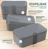 Umami lunchbox voor volwassenen, stapelbare bentobox met 4 bestek en vakken, lunchbox voor volwassenen, saladecontainer voor onderweg, picknick-/kantoorlunchbox, houtskoolgrijs, 1500 ml voedselbewaardozen Naty Shop