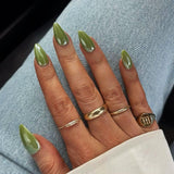 Zelfklevende chroomnagels - Medium amandelbruin Glitterlijm op nagels Glitter nepnagels Lijm op kunstnagels Geglazuurde acrylnagels voor dames 24 stuks