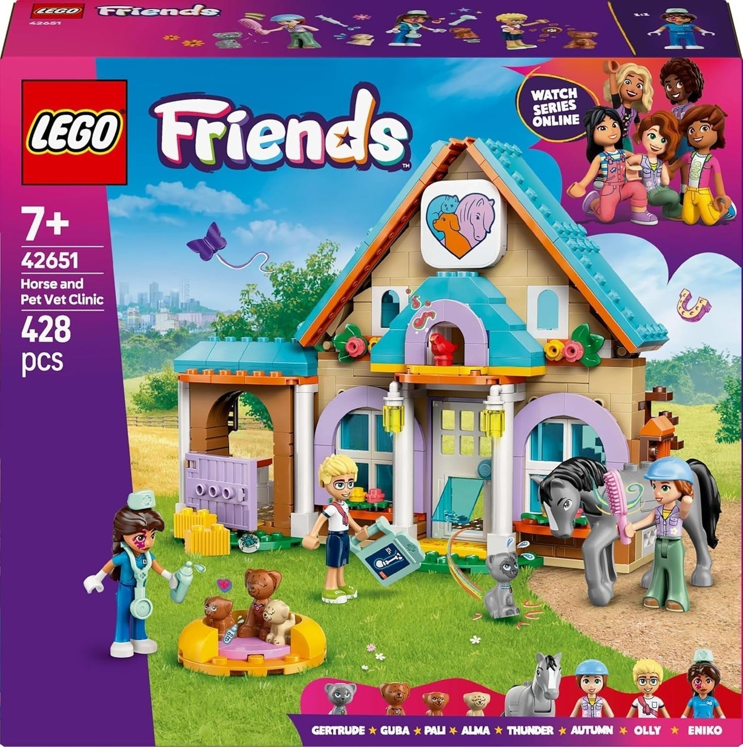 LEGO Friends Dierenartskastje voor paarden en huisdieren, bouw- en speelset voor fantasierijk rollenspel met 3 minifiguren en 5 dierenfiguren, cadeau-idee voor meisjes vanaf 7 jaar 42651 Bouwsets Besuche den LEGO-Store