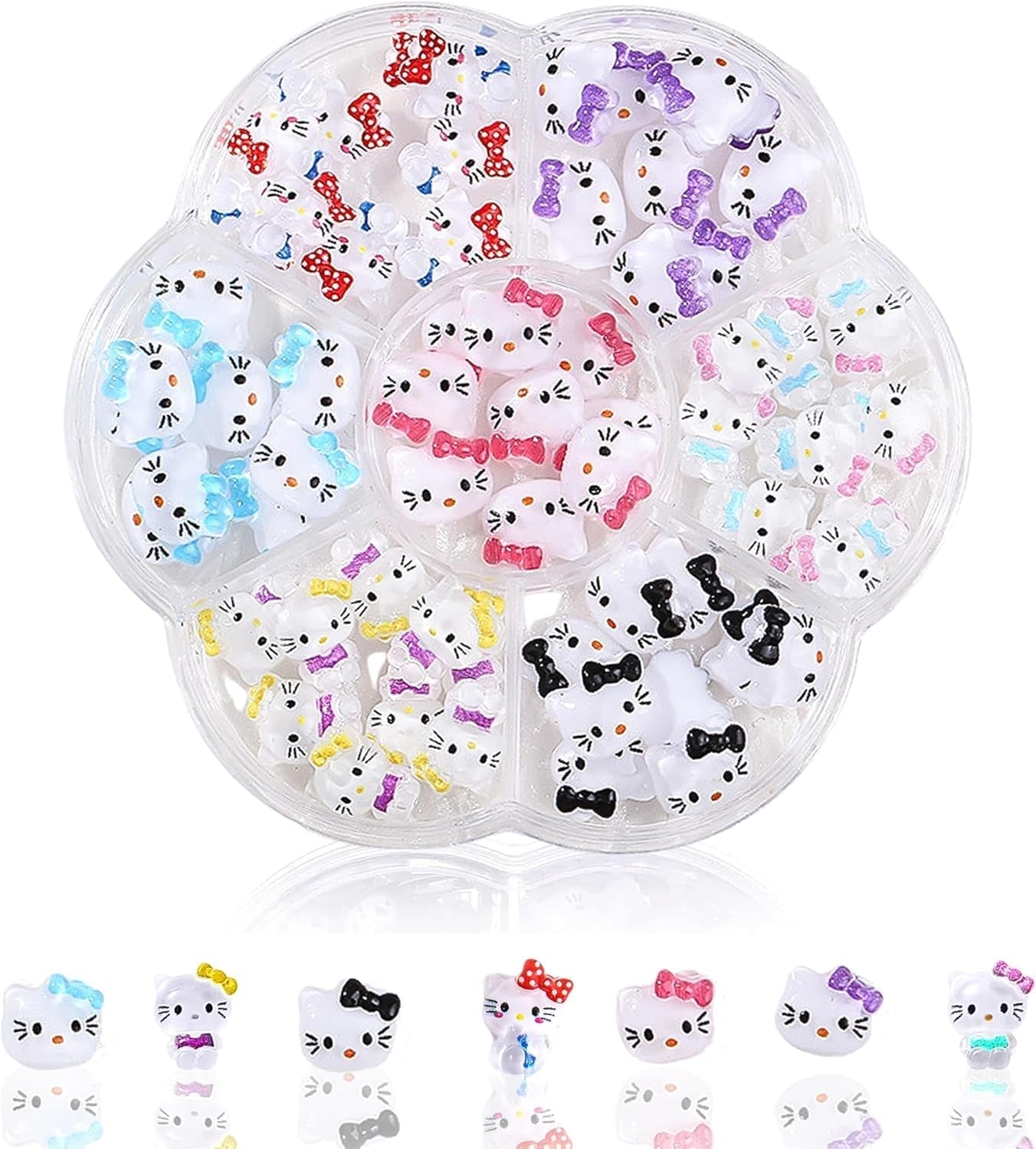 3D kattennagelstickers, nagelglitter, pailletten, harsnagelstickers, nageledelstenen, diamanten voor nagelkunst, inclusief strass nagelwasstick (kleurrijke kat)