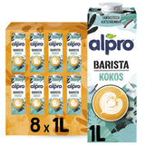 Alpro Barista Haferdrink – Zum Aufschäumen – Vegan en melkvrij – Van Natur aus lactosevrij – Rijk aan ballaststoffen, calcium en vitamines – 8 x 1 L – Haltbar