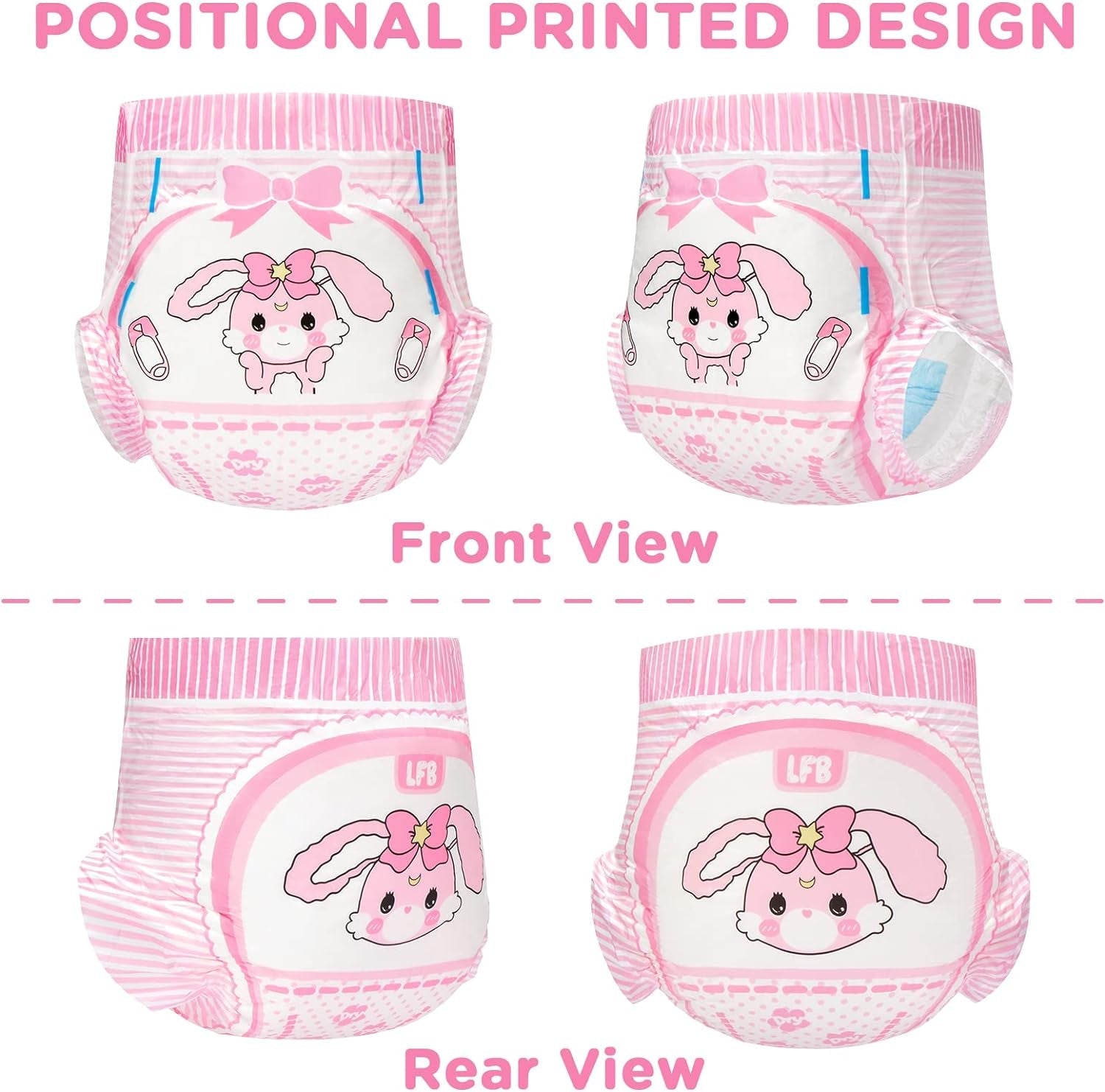 Luiers met print voor volwassenen 5500-5800 ml, 10 stuks - Baby Usagi (XL)