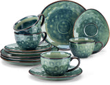 Vancasso steengoed koffieservies STARRY 12-delige koffieset voor 4 personen inclusief koffiekopjes en schotels vintage look
