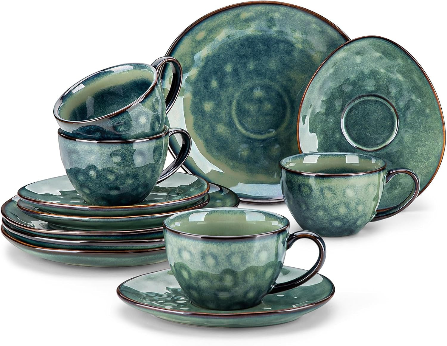 Vancasso steengoed koffieservies STARRY 12-delige koffieset voor 4 personen inclusief koffiekopjes en schotels vintage look